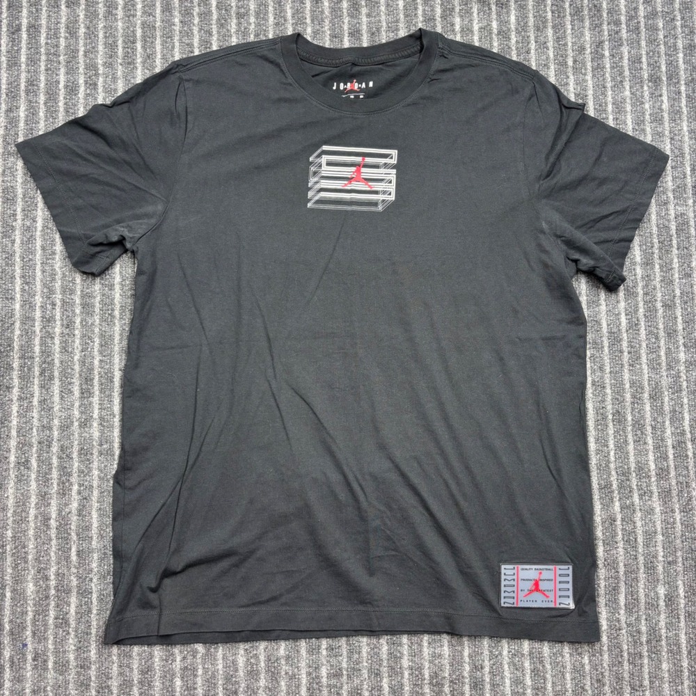 Jordan Mens Graphic T-Shirt Size XL Black Red Jumpman Logo Short Sleeve Tee